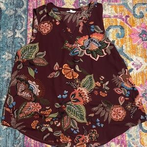 Maurices Burgundy Floral Sleeveless Blouse Paisley